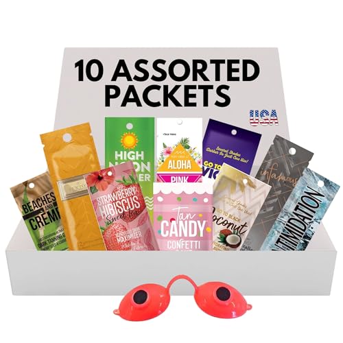 10 Pack of Tanning Bed Lotion Packets + Eyewear – The Tan Box, Be...