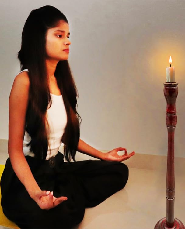 Preoccupation Minded Trataka Candle Stand for Opening Third Eye Meditation with Brass Diya and Eye Wash Cup-image-26