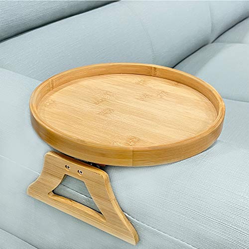 Image of Pekokavo Sofa Arm Clip Tray, Side Table for Remote Controls/Drinks/Gamepads Holder (Bamboo)