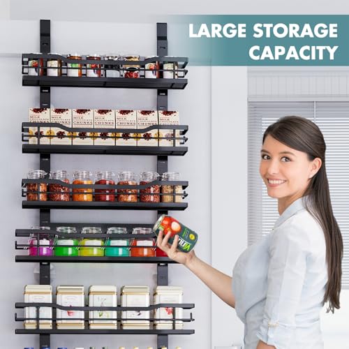 Eastherry Over The Door Pantry Organizer，9-Tier Over The Door Organizer with Adjustable Basket，Metal Hanging Pantry Organizers and Storage for Kitchen, Back of Door Seasoning Rack (Black) by Eastherry - Image 7