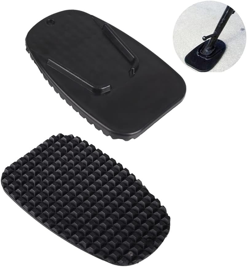 2 Pcs Black Motorcycle Side Kickstand Non-Slip Plate Base Parking Stand Support Plastic Pad, Body and Frame Parts Motorcycle Parts