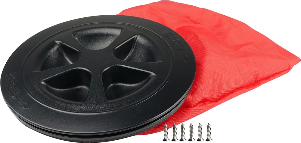 SEAFLO Deck Plate Hatch for Marine Boat Kayak Choose Size, Color and Storage Bag (6", Black with Storage Bag 1-Pack)