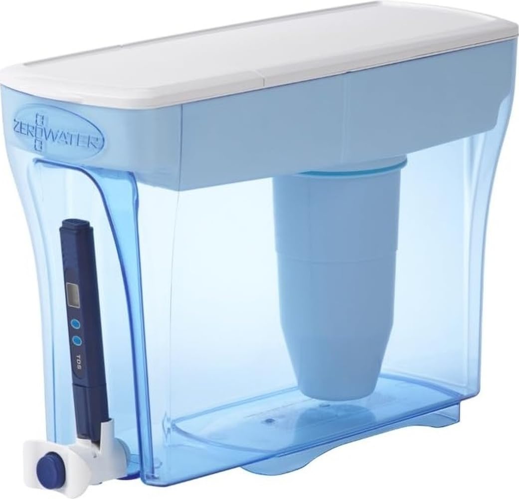 ZeroWater 23 Cup Water Dispenser With Advanced 5 Stage Filter, 0 TDS, NSF certified, Reduces Fluoride, Chlorine, Lead and Chromium, Water Quality Meter + Water Filter Cartridge Included, 5.4 litres