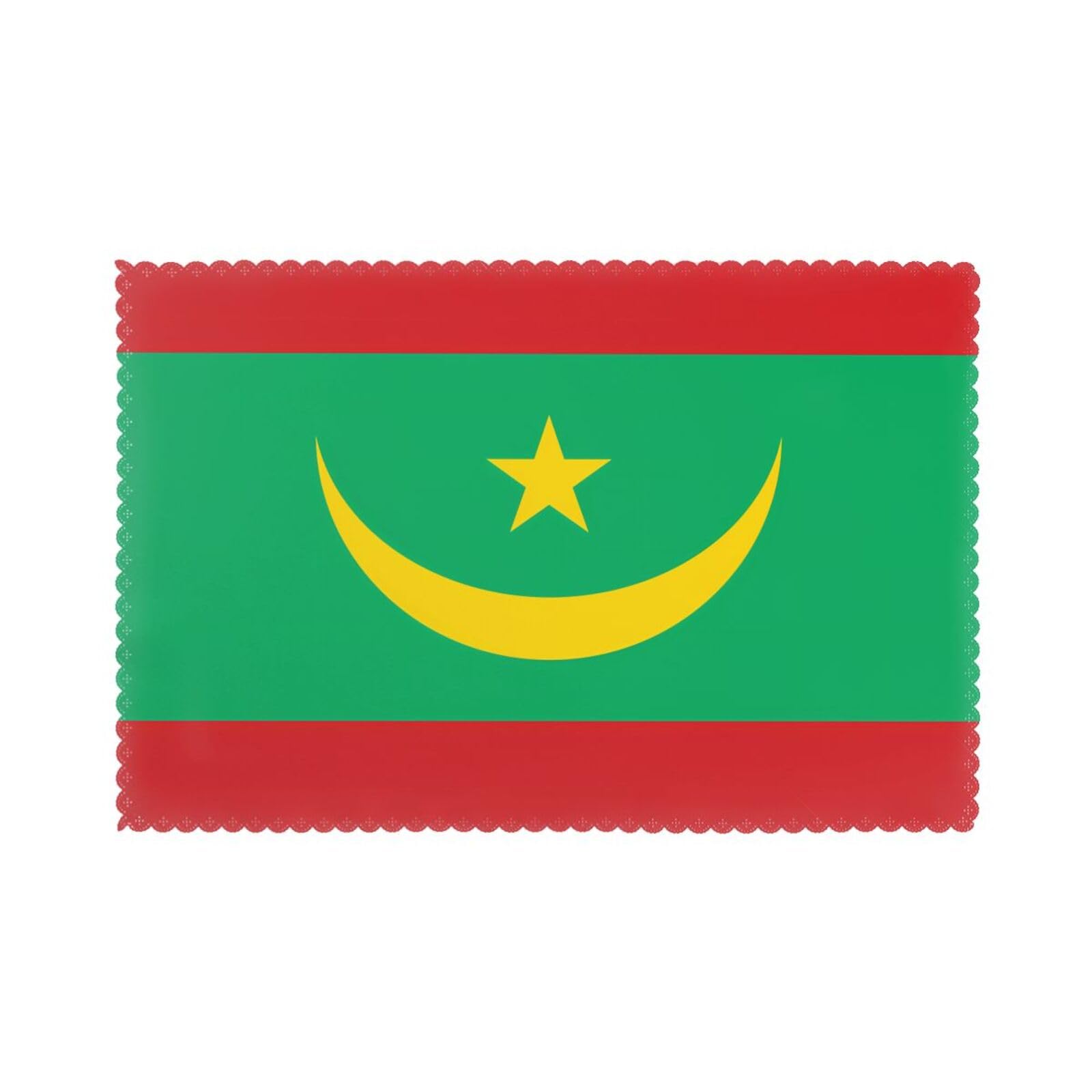 Flag of Mauritania Placemat set of 6, oil-proof, washable, suitable for kitchen, restaurant, party, etc.