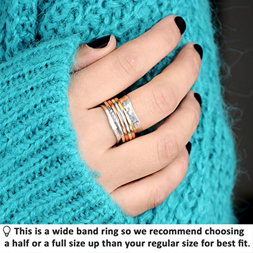 Boho-Magic Spinner Ring For Women 925 Sterling Silver With Copper Brass And Silver Fidget Rings (10) #TOP1
