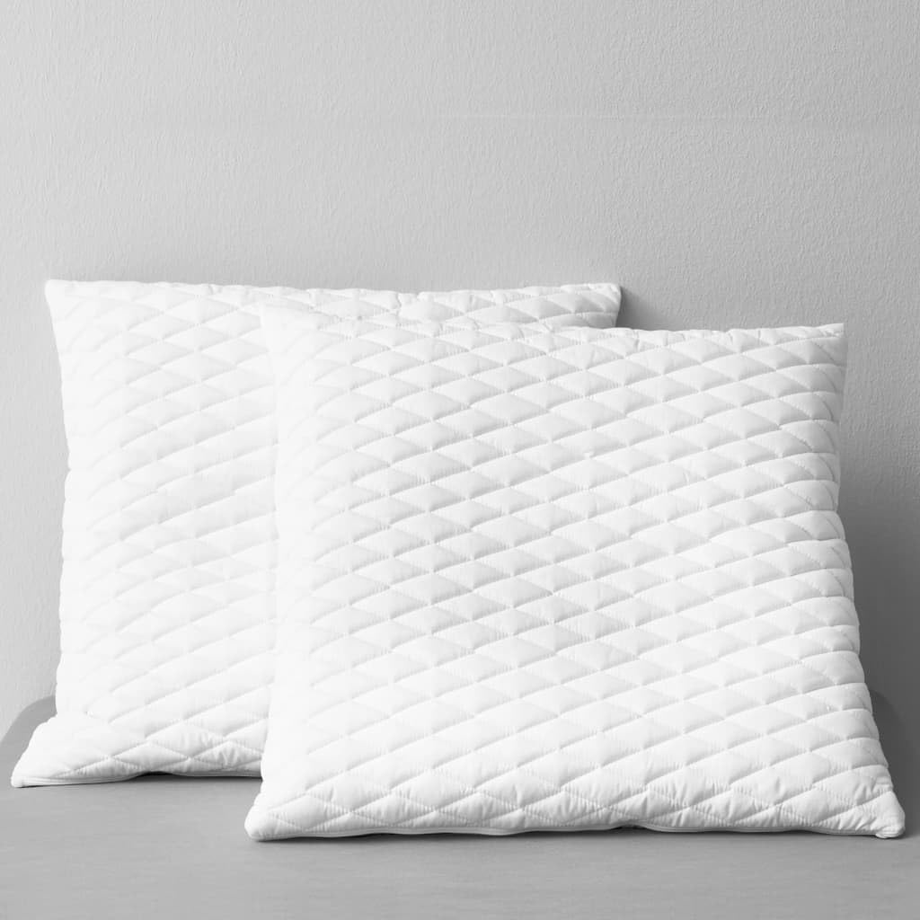 Generico Almohadas de espuma viscoelástica de 80 x 80 x 14 cm, 2 almohadas de espuma viscoelástica con revestimiento transpirable de poliéster, soporte ortopédico para cuello y cabeza, blanco