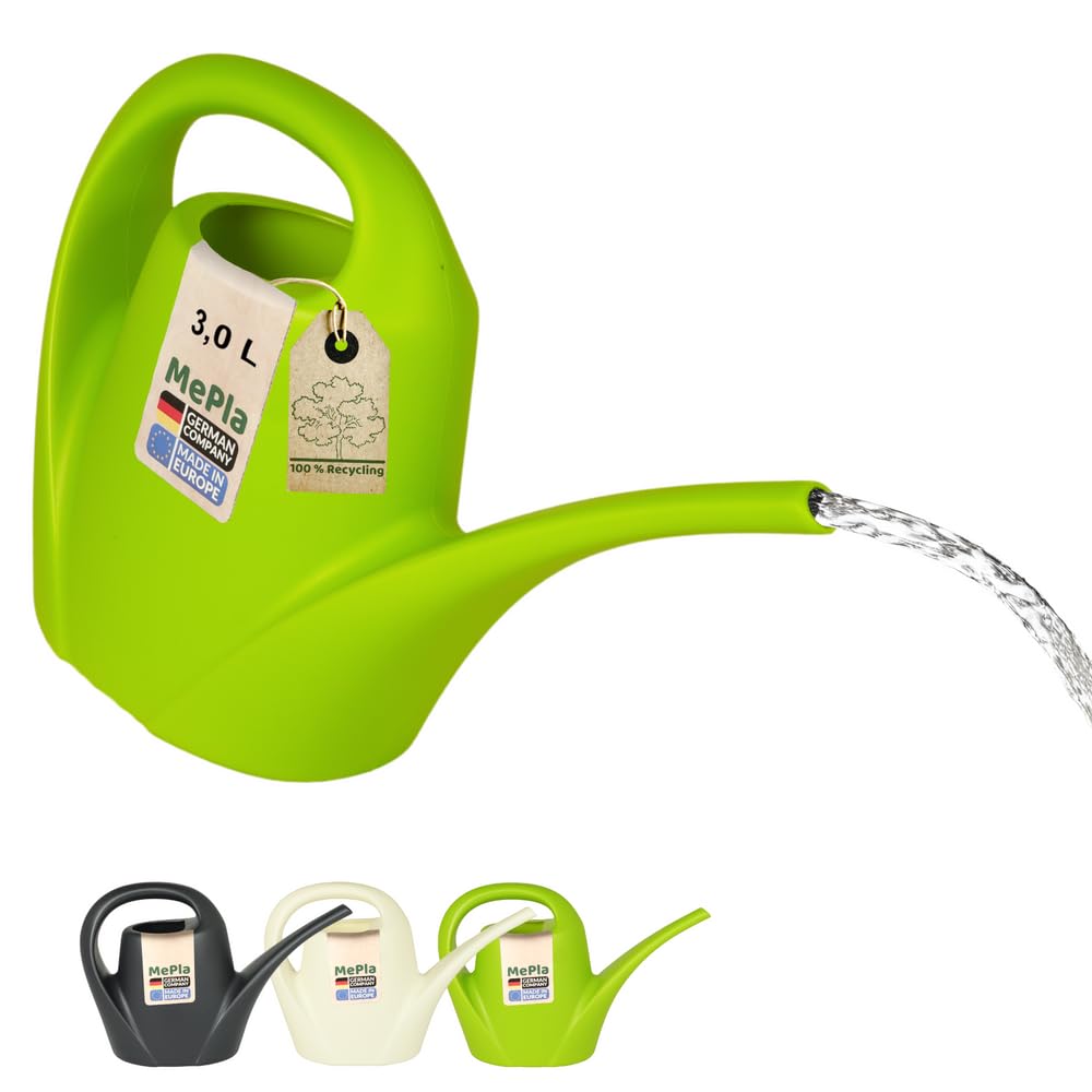 MePla - Regadera de 3,0 l para interiores – verde limón, resistente a la intemperie de plástico resistente a los rayos UV