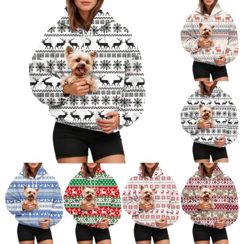 Pet Pouch Hoodie Cat Dog Holder Christmas Holiday Sweatshirt with Pocket - image 1