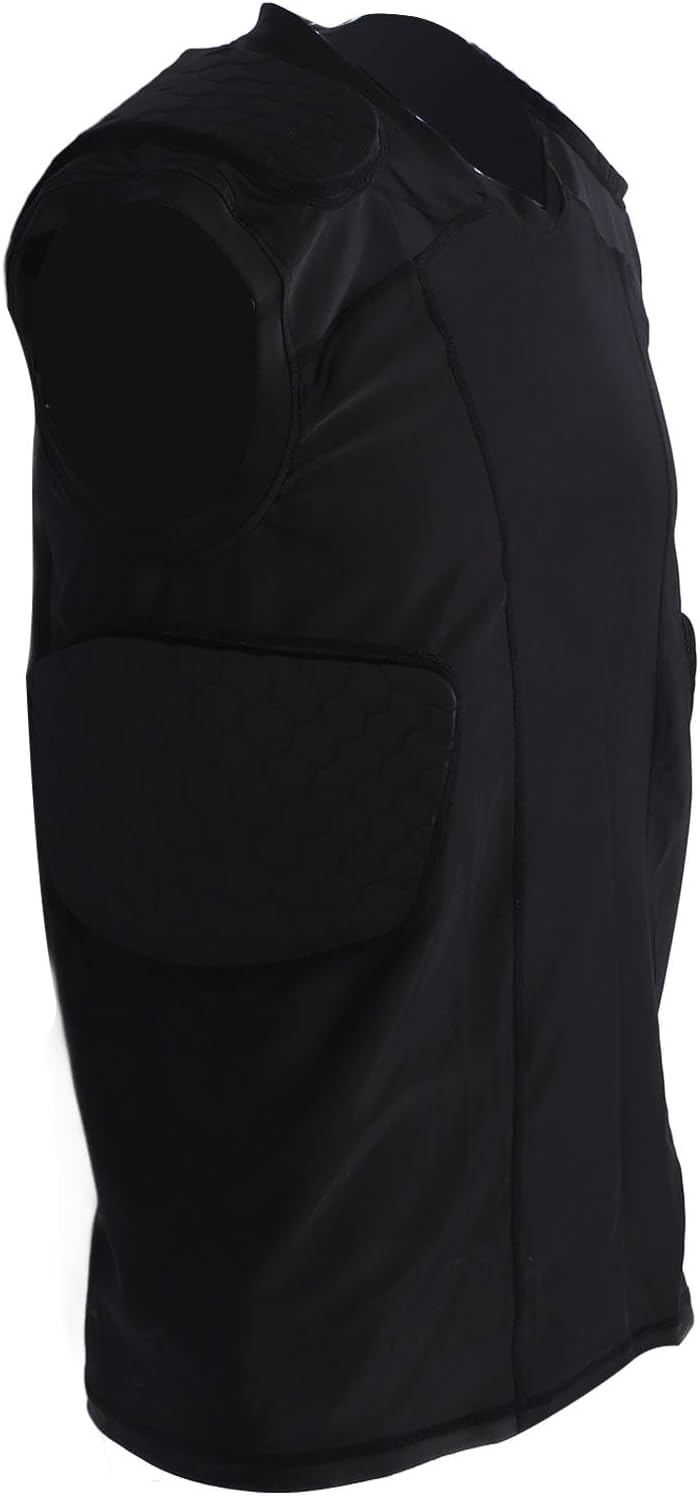 Drfeify Padded Compression Vest, Quick Drying Impact Sleeveless Athletic Shirt with Rib Protectors, for Baseball Football Basketball