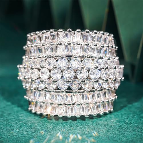 Stylish Luxury Wide Rings for Women Brilliant Cubic Zirconia Finger Accessories for Party