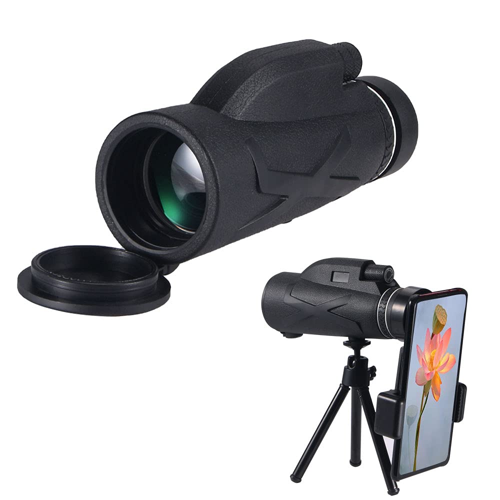 Monocular Telescope, Kqiang 80x100 High Power Monocular Monocular with Smartphone Holder & Tripod, Portable Waterproof Fogproof for Bird Watching Hunting Camping Travelling Wildlife Secenery
