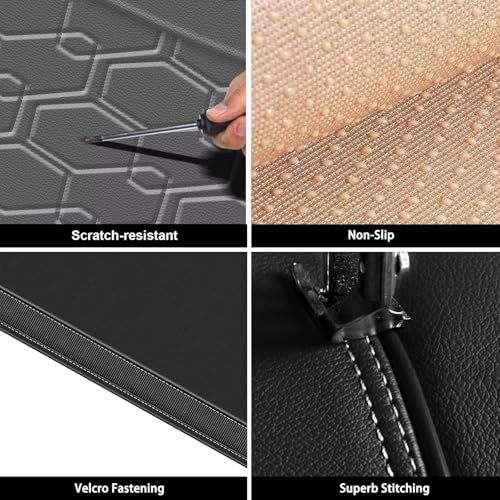 Image of Front Seat Covers for Toyota 4Runner 2003-2026 2027 Faux Leather | Waterproof Breathable Scratch Resistant 360 Wrap Airbag Compatible Easy Clean (2 Seats,Black & Grey)