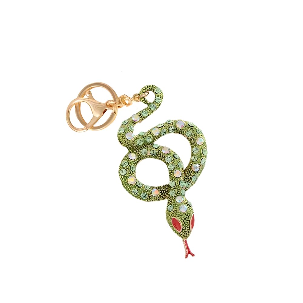 ARFUKA Rhinestone Keyring Sparkling Crystal Keychain Snake Design Car Key Ring Key Holder Jewelry for Women Men, Bag Purse Charm Accessory