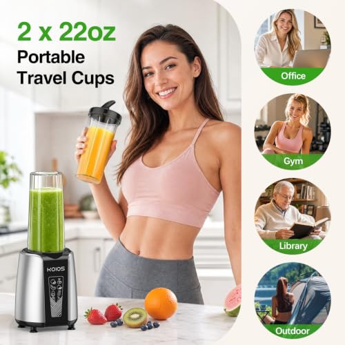 Image of KOIOS Smoothie Blender, 1000W, Blenders Smoothies and Shakes, Frozen Drinks