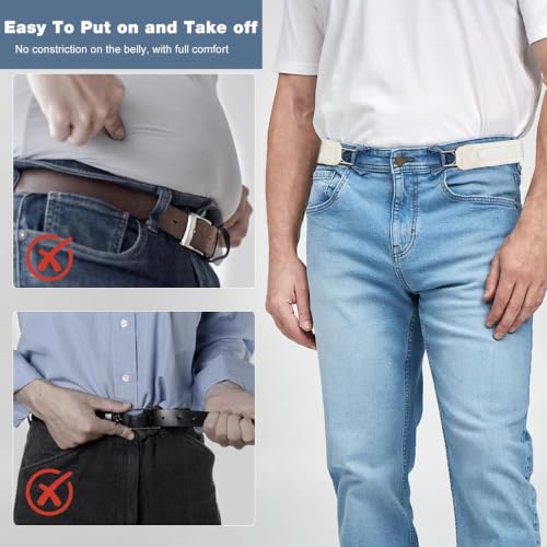 Image of GUSTAVE Buckleless Belt Hook Tactical Metal Hook Elastic Belt Unisex Buckle-Less Invisible Waist Belts for Work & Edc