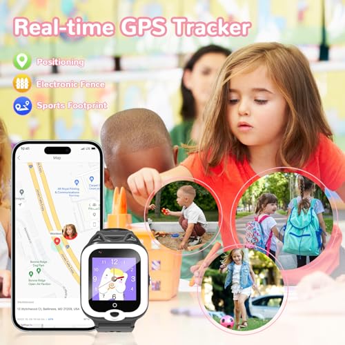 LogHog 4G Kids Smart Watches with Silicone Shell Lanyard for Young Girls Boys, Simple Kids Phone Watch with Limited Functions Call and Text, GPS Tracker, Camera, Pedometer, Games2