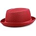 The Hat Depot Light Weight Classic Soft Cool Mesh Porkpie hat (L/XL, Red)