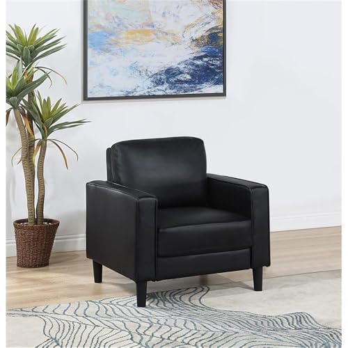 Sillón tapizado cuero sintético negro compacto miniatura 2