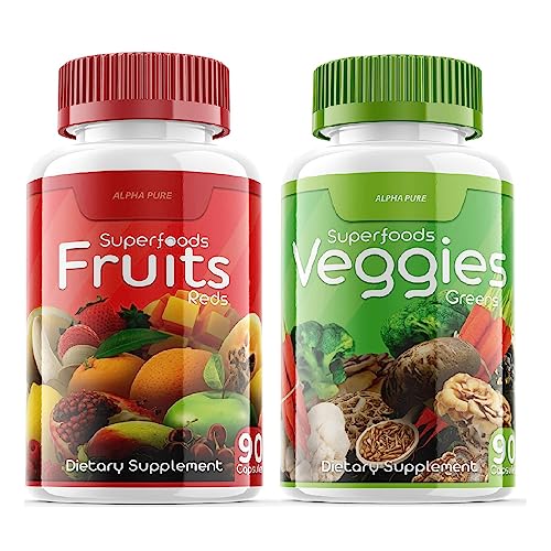 Alpha-Pure-Superfoods-Reds-Fruits-and-Greens-180-Capsules-Vegetables-Fruits-and-Veggies-Superfood-Natural-Balance-of-90-Fruit-Capsules-90-Veggie-Capsules-for-Men-Women-Vitamins-and-Minerals