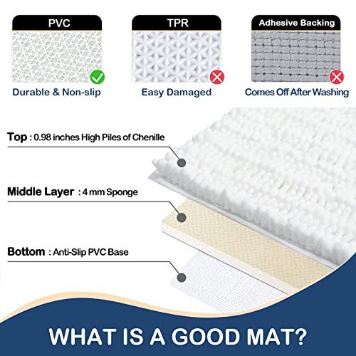 Arotive Luxury Chenille Bathroom Rug Mat, Extra Soft Thick Absorbent Shaggy Bath Rugs, Non-Slip Machine Wash Dry Plush Bath Mat For Bathroom, Shower, And Tub (16''X24'', White) #TOP3