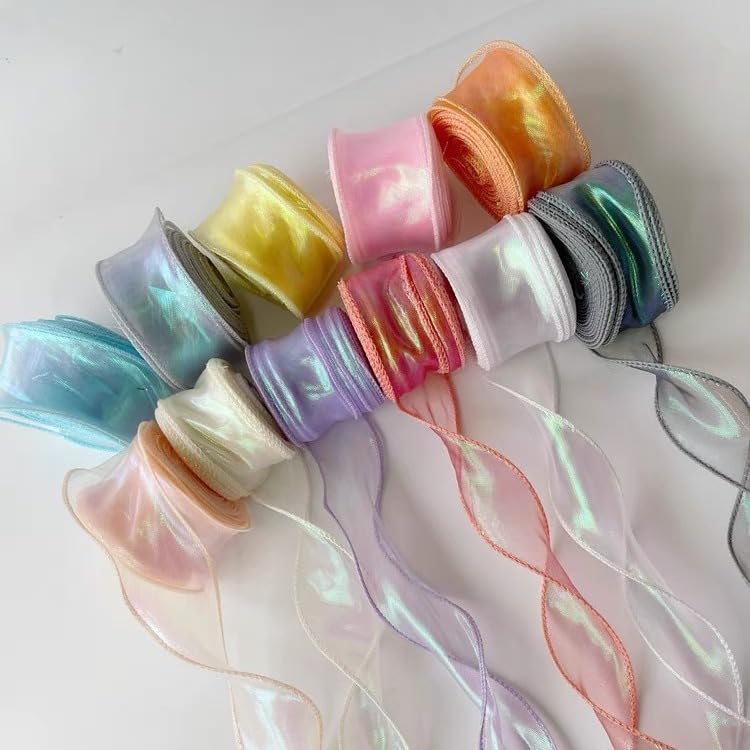 Nastro Nastro di seta Nastro di seta chiffon semitrasparente da 4 cm * 20/50 yard for confezioni regalo bouquet di fiori nastro da imballaggio for la lavorazione nastro di chiffon for fiori(Red,50)