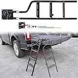 POKIAUTO Universal Foldable and 360° Rotatable Tailgate Ladder for Pickup Truck, Quick Use, Heavy Du