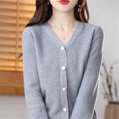 Women's V-Neck Cashmere Knit Cardigan Long Sleeve Soft Button Up Solid Color Sweater Loose Fit Warm Outwear2