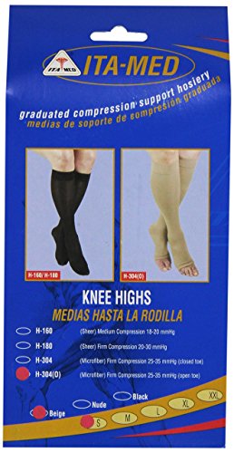 Image of ITA-MED I H-304(O)(2) S B Microfiber Knee Highs, Beige, Small