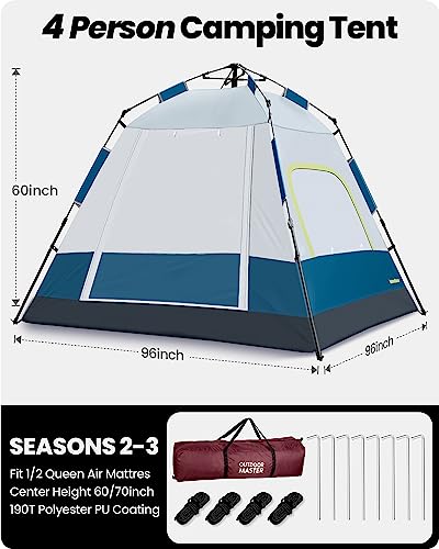 Carpa para camping OutdoorMaster 4 personas con tecnología blackout miniatura 5