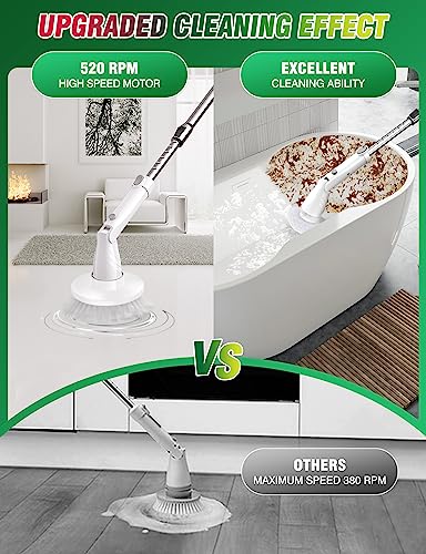 Electric Spin Scrubber, 520RPM Cordless Cleaning Brush with 6 Replaceable Brush Heads & Adjustable Extension Long Handle Power Shower Scrubber for Cleaning Bathroom Tub Grout Floor Wall Sink Tile - Image 3