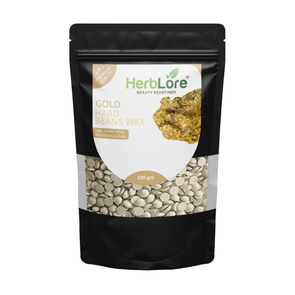HerbLore Premium Hard Hair Body Wax Beans - Best for Painless Hair Removal, Waxing for Face, Eyebrow, Back, Chest, Bikini Areas, Legs Easily At Home - 100 Grams (Gold) (B0BR8F3PB1) Amazon Price History, Amazon Price Tracker