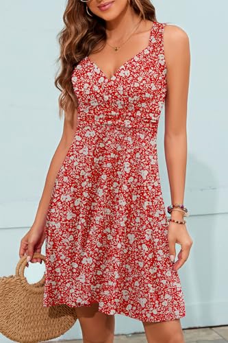 Image of Womens Wrap V Neck Sleeveless Sundress Summer Flare Tank Dress