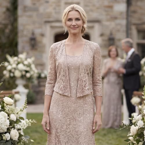 Image of Alex Evenings Women's Long Lace Jacket Dress