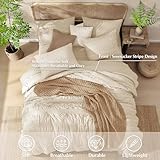 CASAAGUSTO Queen Comforter Set, 7 Pieces Beige Seersucker Bed in a Bag Queen Size Soft All Seasons, Bedding Sets with Comforter, Flat Sheet, Fitted Sheet, 2 Pillow Shams, 2 Pillowcases - Image 5