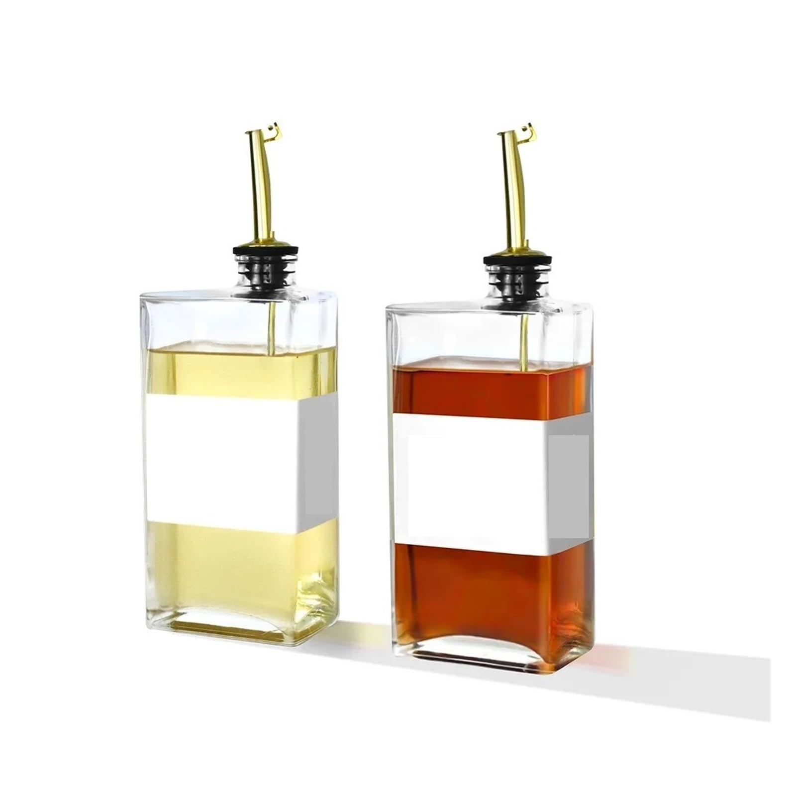 Glas Olspenderflasche, rechteckiger Behalter fur Essig Sirup | Glaskorper, 350 ml oder 500 ml, mit Etiketten und Trichter(Dark Khaki)