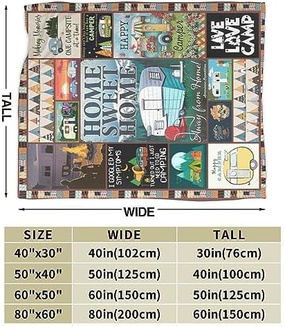 Miniatura 7 de Manta de camping suave y cálida, manta de felpa feliz, regalos para amantes de los campistas, acogedora y ligera, manta de franela de forro polar
