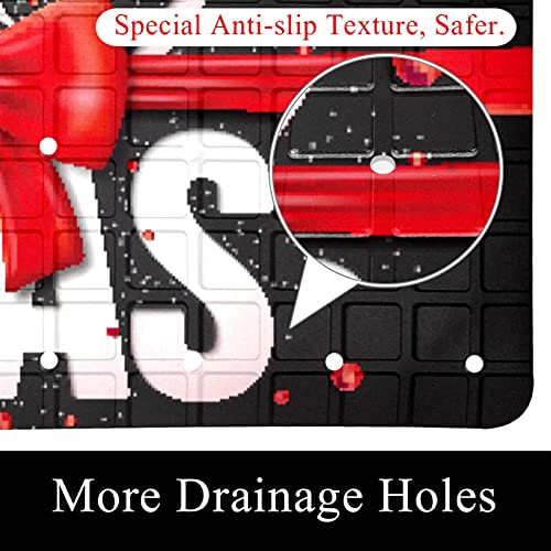 Tapis de bain rectangulaire rouge antidérapant avec 120 ventouses - 3