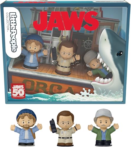 Little People Collector Jaws Movie Special Edition Set for Adults and Fans 3 Character Figures in a Display Package
