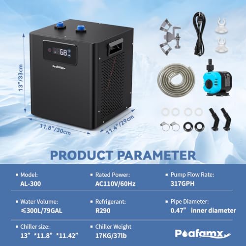 Image of Poafamx Aquarium Chiller 1 /3 HP, 79Gal Water Chiller with LED Display