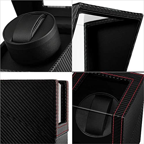 Image of Automatic Single Watch Winder with Quiet Japanese Motor,AC Adapter or Battery Powered,Premium Leather Exterior and Soft Flexible Watch Pillows for Men's and Women's Watches