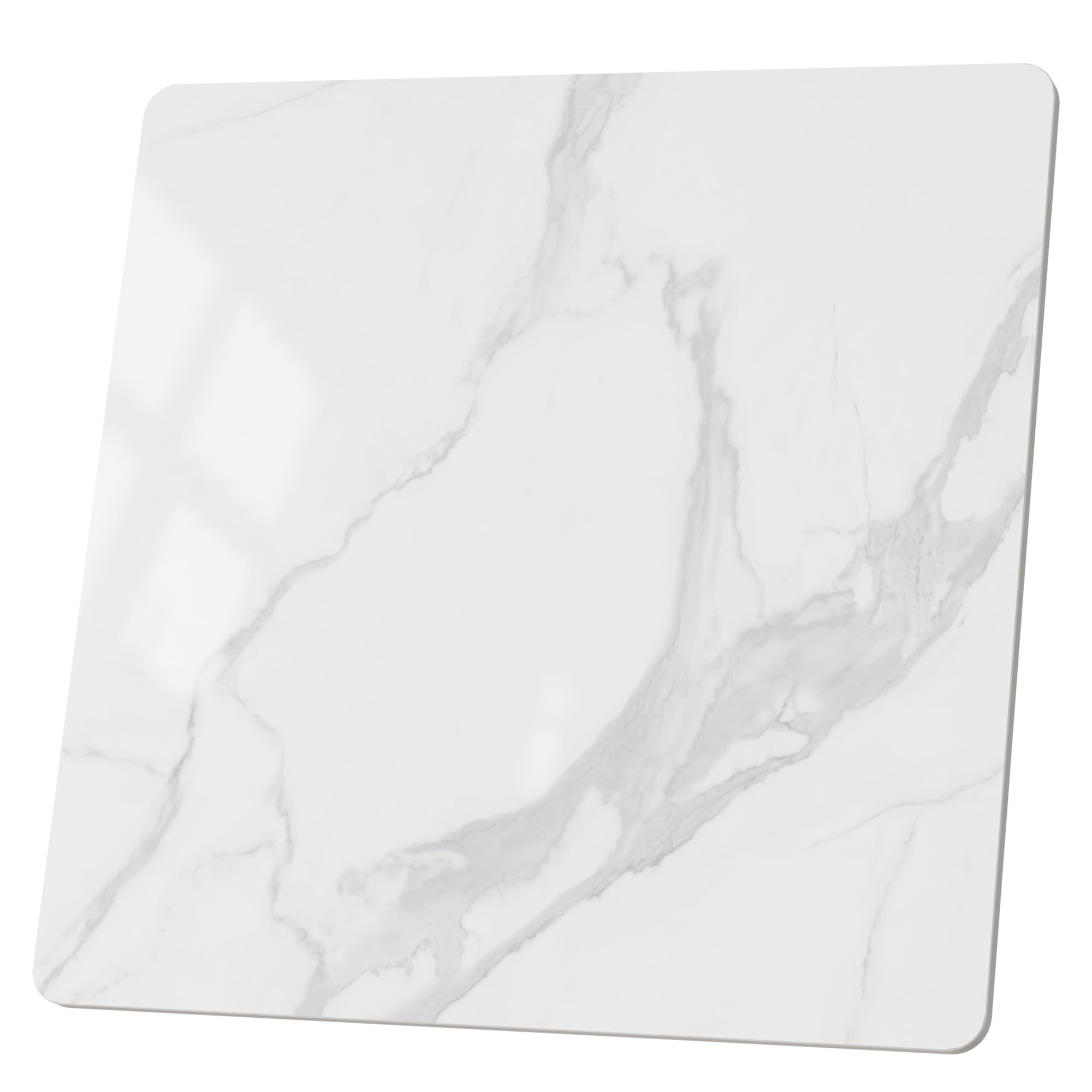 ZL ZELing 70cm Carré Table en Pierre Sinterée Blanche - Tous Saisons, Intérieur/Extérieur, Convient pour Tables à Manger, Café et Tables d'Appui