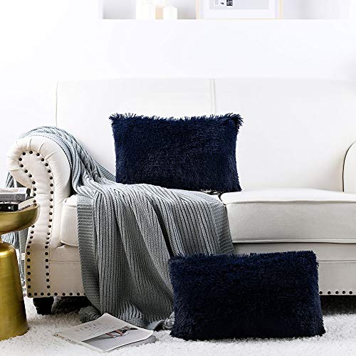 Image of Lumbar Faux Fur Throw Pillow Covers for Couch Decorative Pillows 12x20
