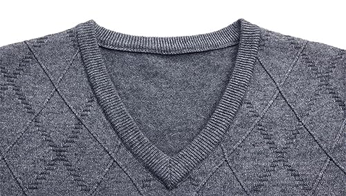 Men Casual Warm Sweaters Men Sleeveless Sweater Vest Male Plaid Wool Knit Vest Dark gray9 L3