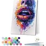数字油絵 リップ 大人用 DIY ペイントバイナンバー セクシー 手塗り 絵 デジタル油絵セット ブラシとアクリル絵具付き 数字塗り絵 大人のクラフトアクティビティ Paint by Numbers ホーム オフィス装飾 誕生日プレゼント女性 70x95cm W-4597