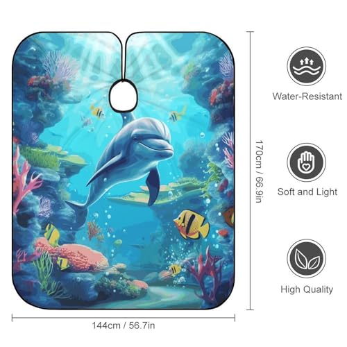 Capa para barbería con diseño Ocean Dolphin 66.9x56.7 pulgadas miniatura 2