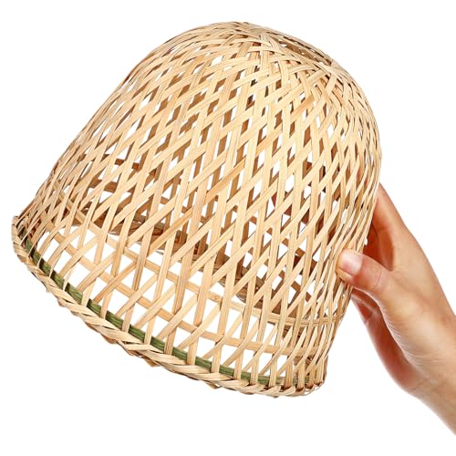 Image of Beavorty Rattan Lamp Shade 2 Pcs Wicker Lamp Shade Bamboo Woven Chandelier Lampshade Rattan Pendant Light for Ceiling Pendant Floor Khaki Japanese Decor