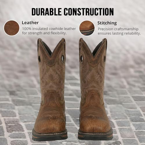 Image of Wolf Work Boots for Men Genuine Leather, Oil and Slip Resistance - Plain Toe