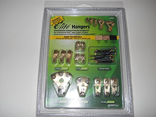 Image of Hillman Elite Brass-Plated Brass Classic 10 lb. Picture Hanging Set 32 pk