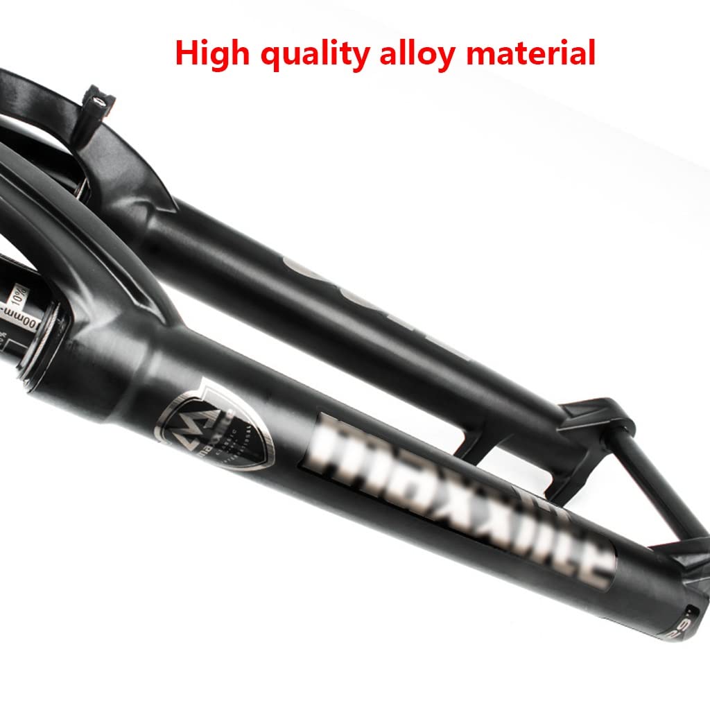 Horquilla Delantera de montaña para Bicicletas de 26", 27,5" y 29", Amortiguador de Aire, Recorrido de 100 mm, Eje pasante de 100x15 mm, Tubo Recto de 1-1/8" y Tubo cónico de 1-1/2