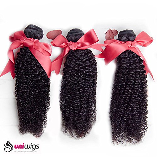 Uniwigs® Natural Black Color Mongolian Kinky Curly Human Hair Aaaaa Grade High Quality Hair One Bundle (8inch)